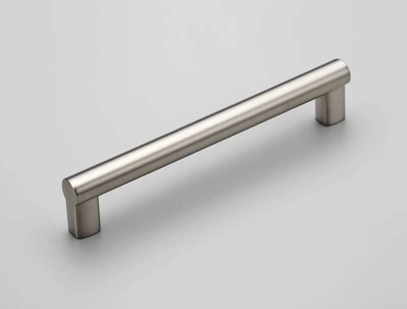 Brushed stainless steel bar handle with 128 mm hole centres