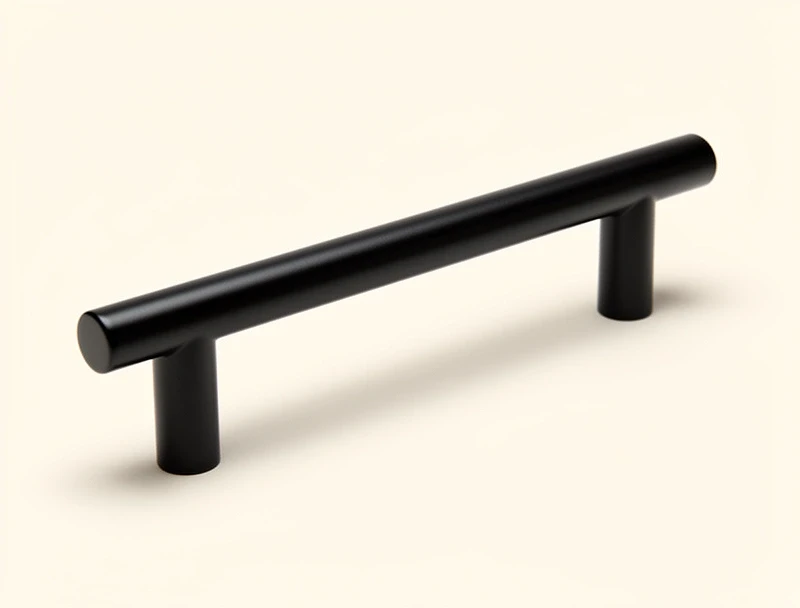 Matt black steel T-bar handle with 160 mm hole centres