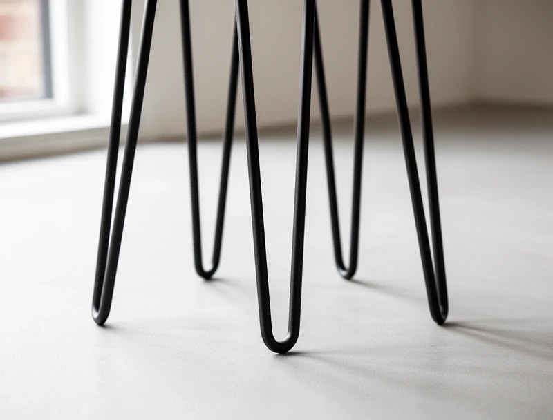 Set of four black steel hairpin legs, 400 mm tall