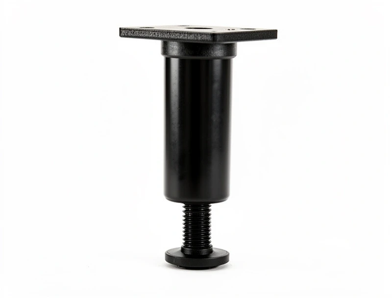 Adjustable black plastic and steel kitchen plinth leg
