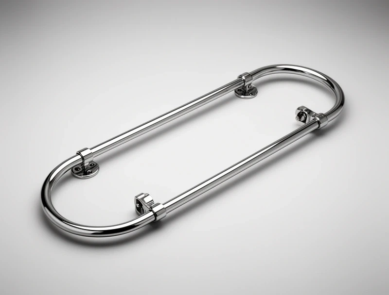 Chrome oval wardrobe rail with two end brackets